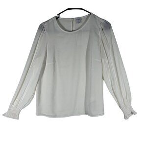 J.Crew Long-Sleeve Blouse Women's Size‎ XS White Polyester Elegant Design NEW